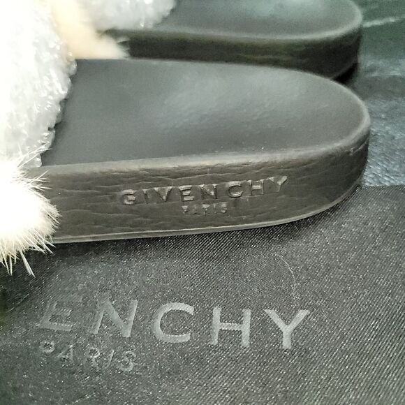 GIVENCHY Fox Fur Tisci fox fur red whitedebossed logo black slides - Picture 7 of 12